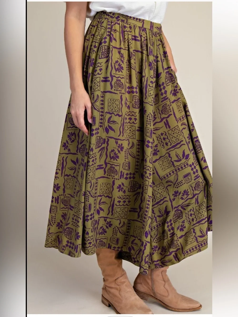 405 EASEL AZTEC PRINTED RAYON CHALLIS WOVEN TOP PANTS - MATCHING SET